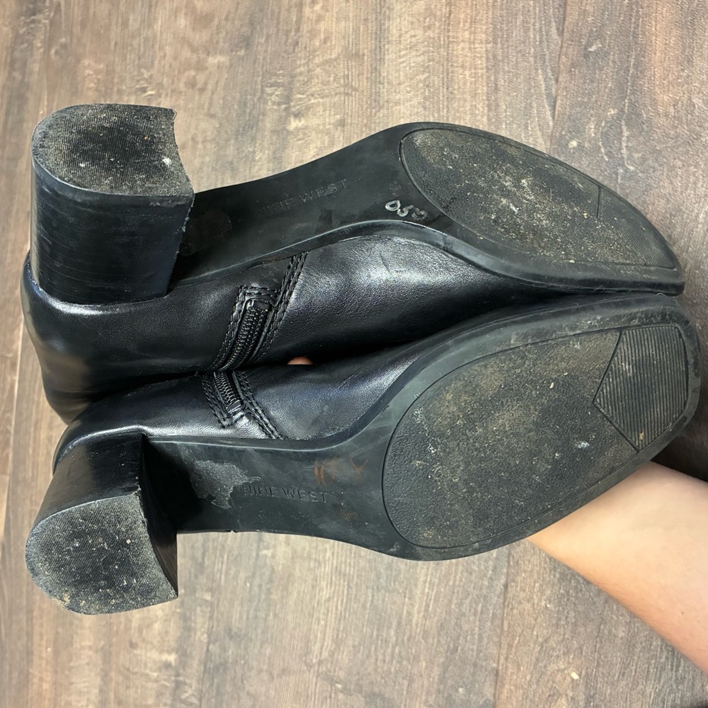 Nine West Black Leather Ankle Boots - Picture 3 of 6
